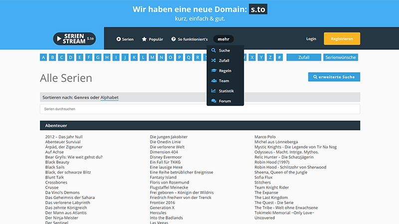 Serien Navigation oben